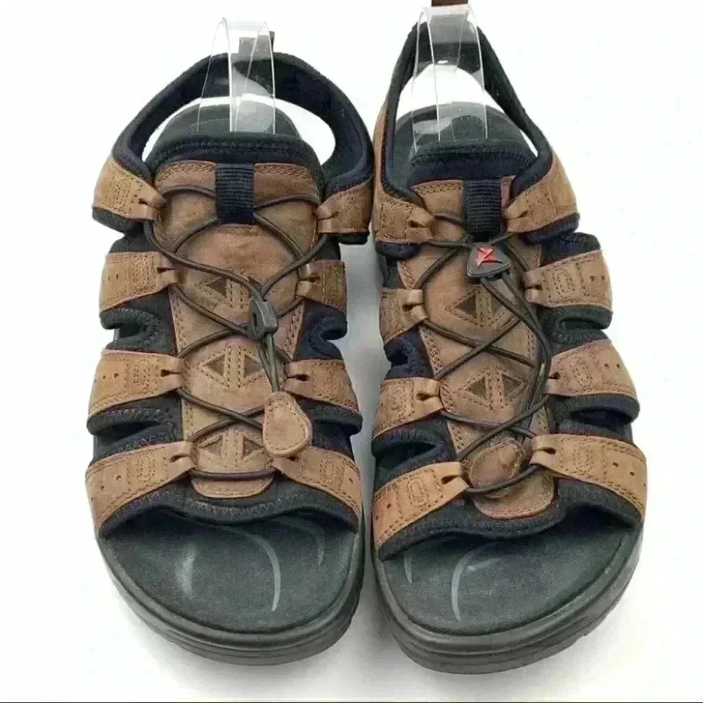 Ecco mens 44 10.5 brown leather walking outdoors